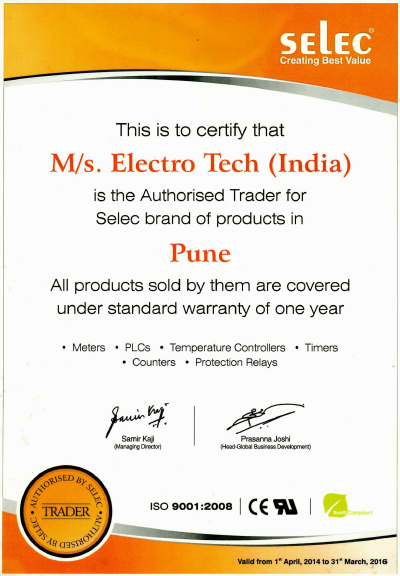 selec authorised dealer certificate